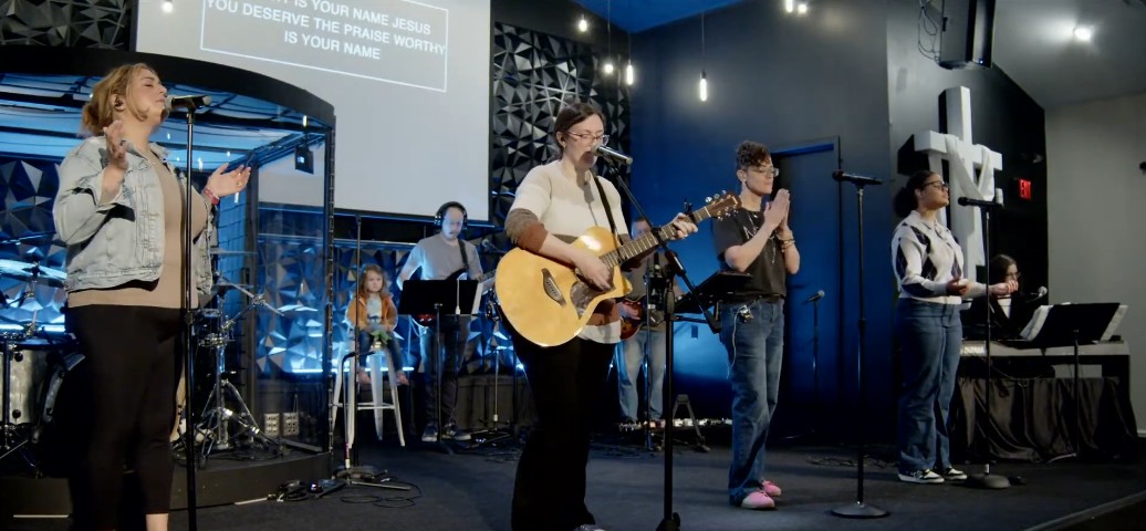 Grace Church worship band leading on a Sunday morning