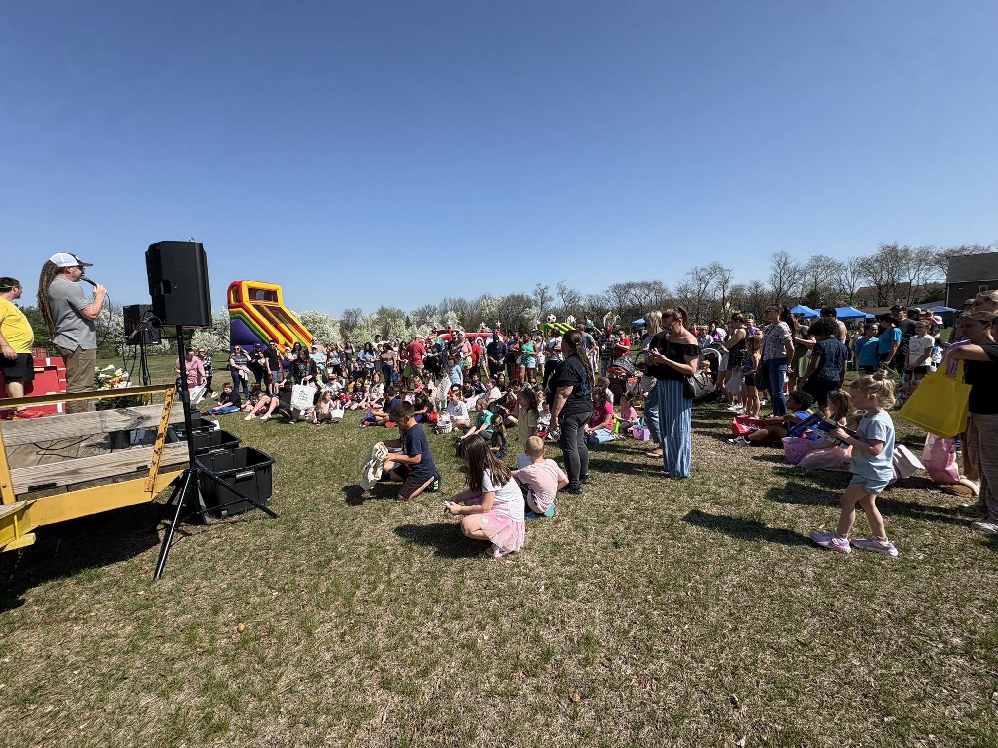 Grace Church spring family day with kids and bouncy castle