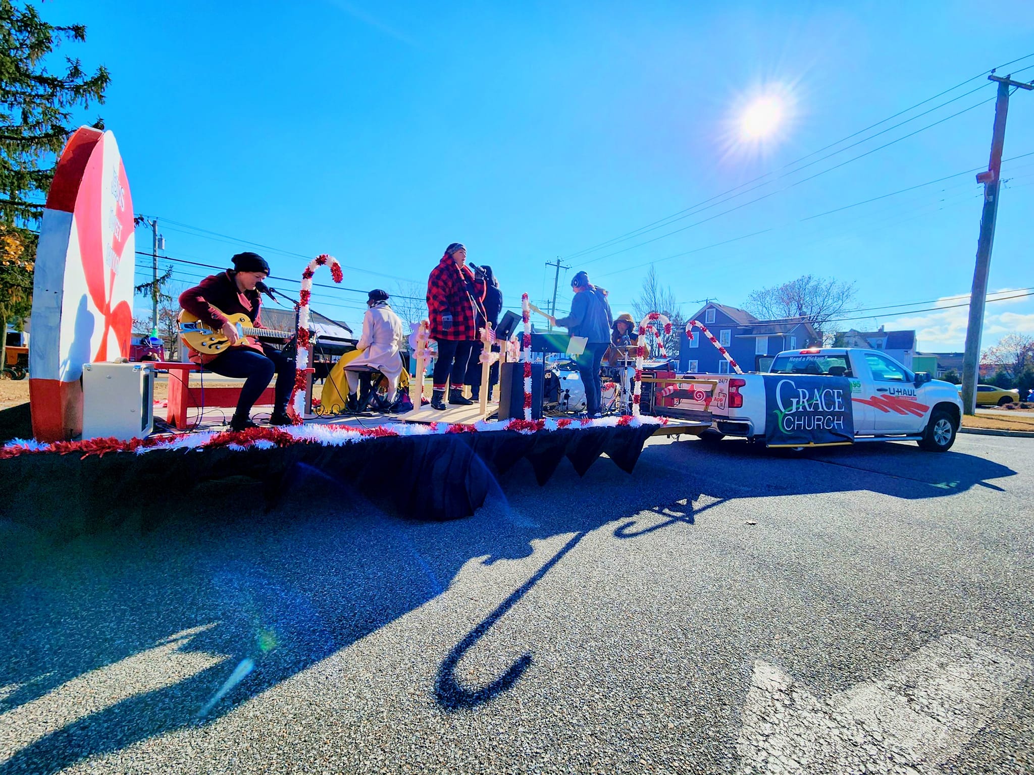 Grace Church Christmas parade float in Swedesboro