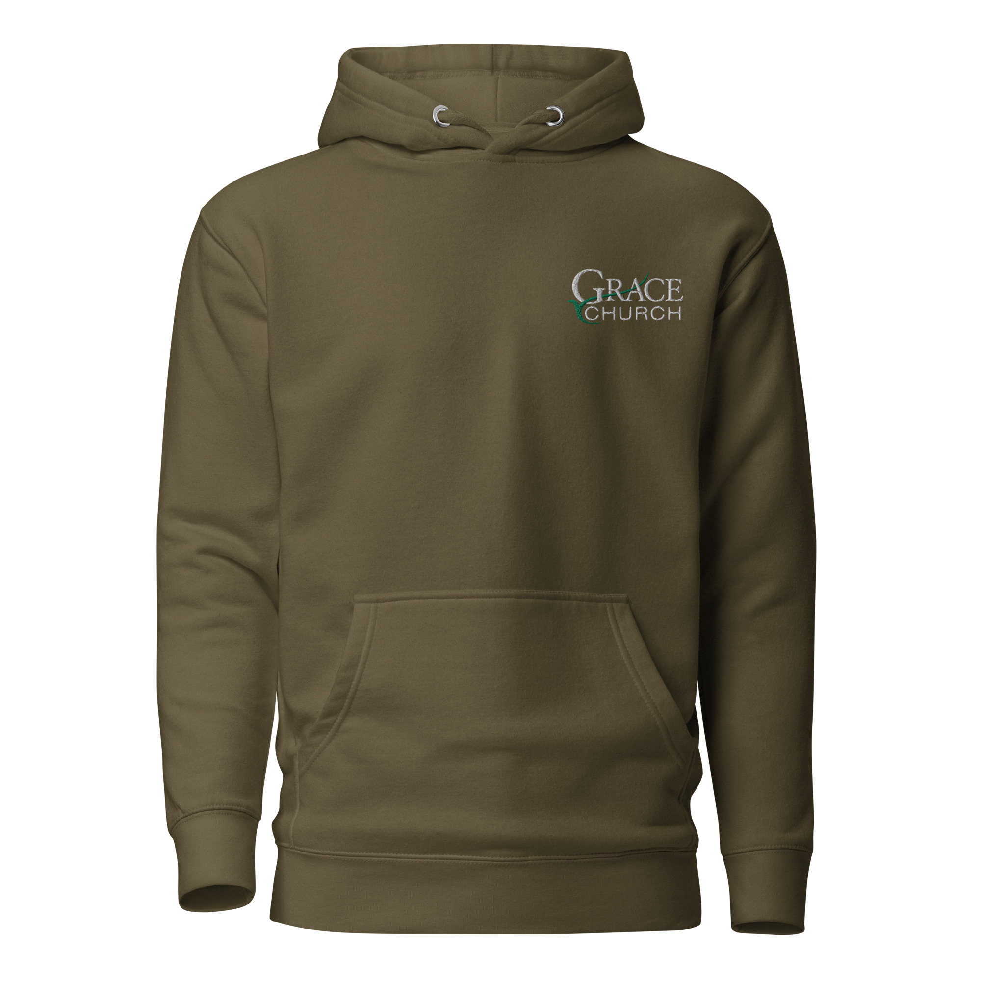 Embroidered Unisex Hoodie — Military Green